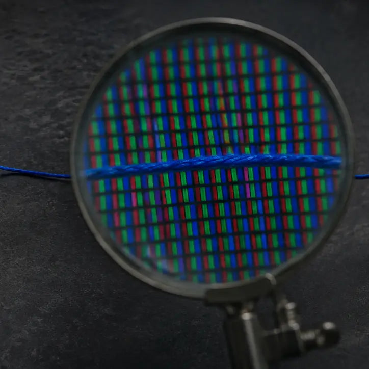 A magnified field of individual monitor pixels
